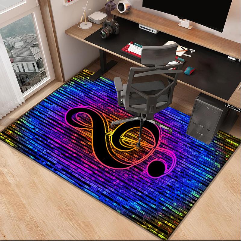 Music Notes Harmony Office Rug Chair Mat, Entryway Carpet, Suitable for Front Door, Bedroom, Living Room, Desk, Holiday Gift