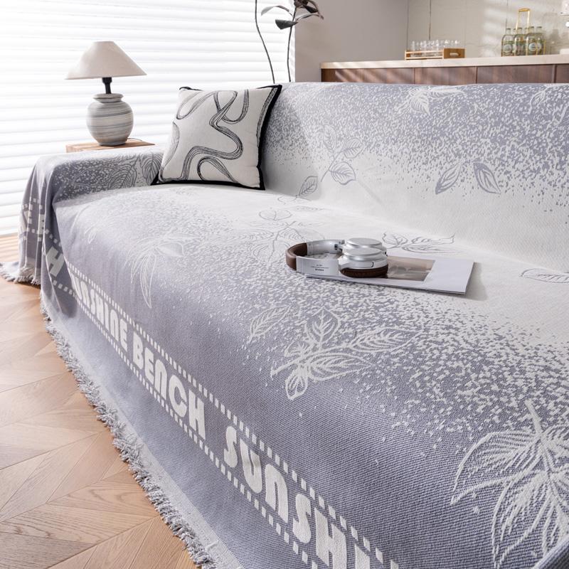 Chinese Classical Printed Chenille Sofa Cover Rural Plants and Flowers Couch Towel with Tassels Soft Anti Cat Scratch Dust Cover