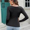 Women's Autumn and Winter New Style U-neck Long Sleeved T-shirt Base Shirt Inner Layer Clothes