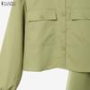ZANZEA Women Two Piece Outfit Solid Color Button Down Long Sleeve Shirt and A Line Midi Skirt Sets