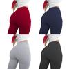 Pockets Elastic Solid Color Women Pants Butt-lifting High Waist Cropped Leggings