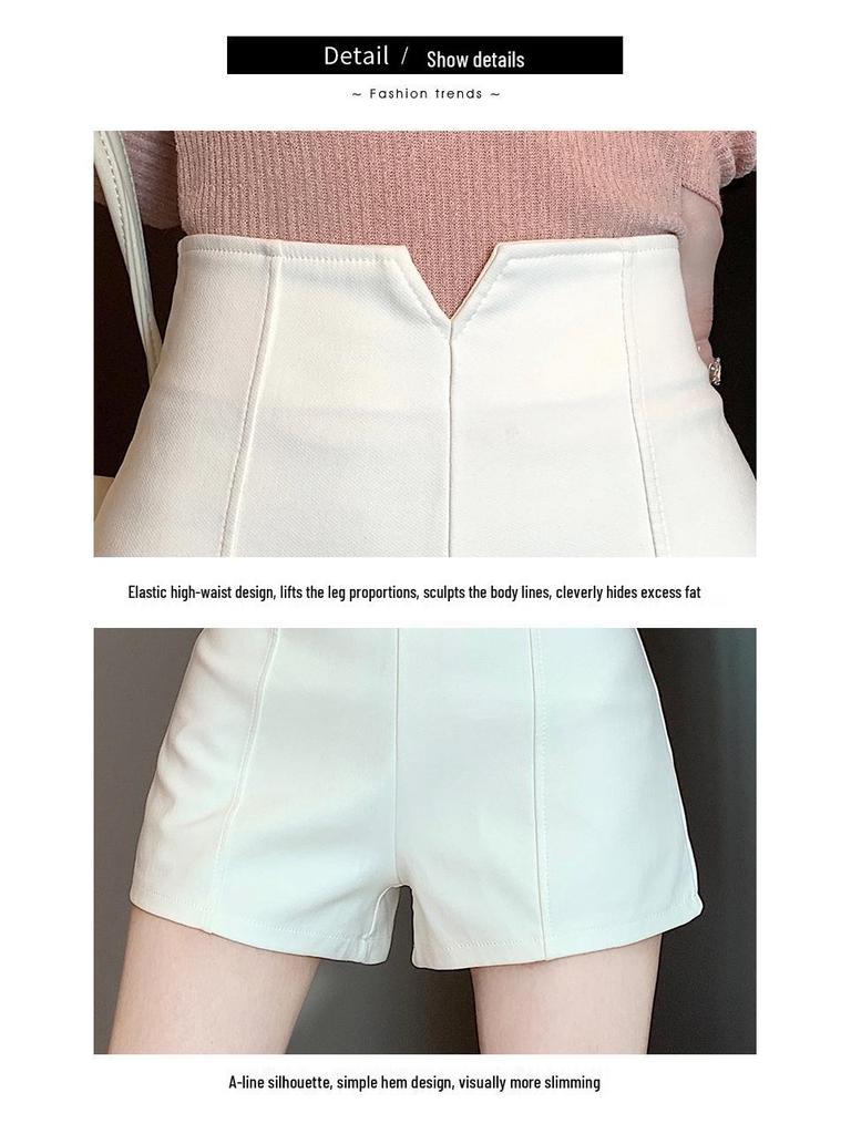 High-Waisted Black Slim-Fit Shorts 2024 Summer Women's Fashion