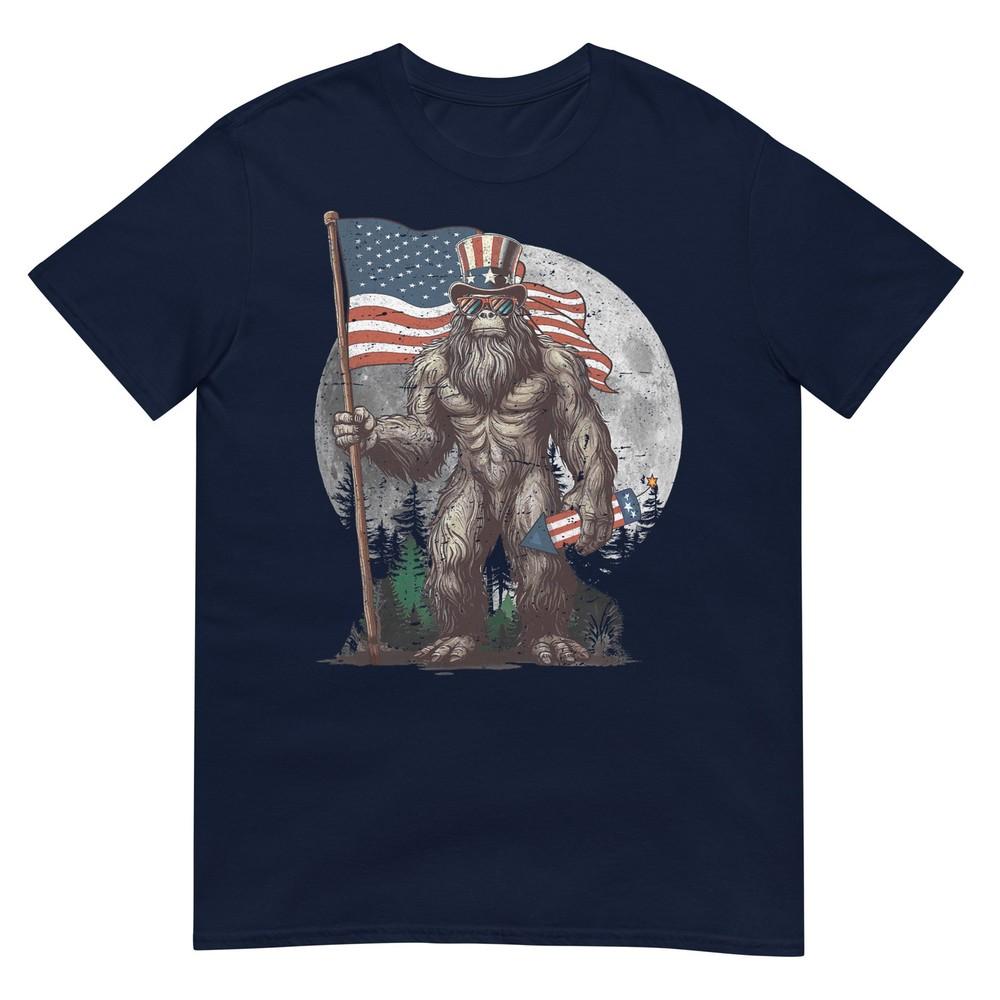 Bigfoot 4th Of July Shirts Unisex Sasquatch Usa American Flag Tshirt