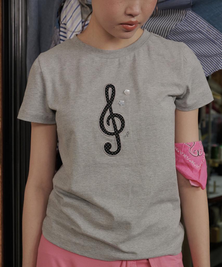 Okkitteu Music Note T-Shirt Gray