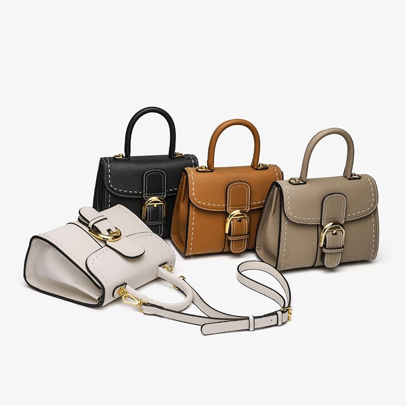 VEZFAA 2025 New Style Trendy Horseshoe Buckle Women's Bag Genuine Leather Saddle Bag High-grade Cowhide Handbag Kelly Bag Shoulder Messenger Bag