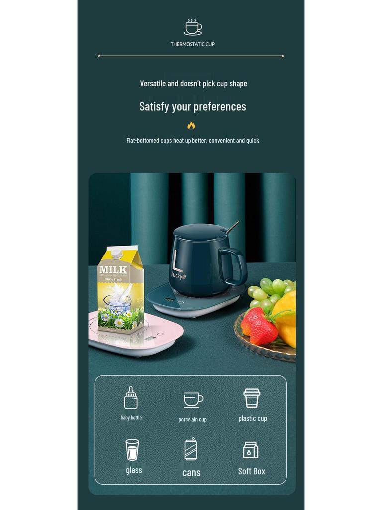 USB Temperature-Controlled Ceramic Cup Set with Digital Display Coaster - 55° Constant Heat