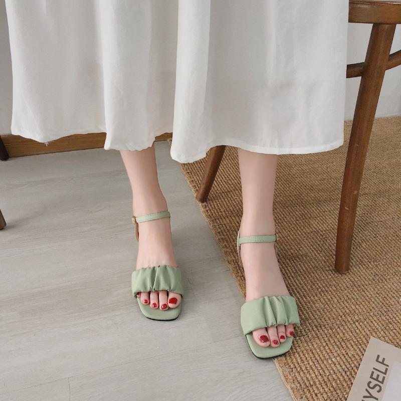 Fashion New Open-toed Casual Sandals 2025 Spring Summer Women's Thick Heel Elegant Middle Heel Buckle Women's Comfortable Shoes