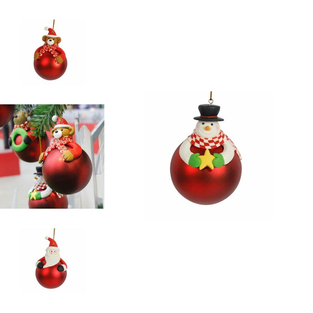 Versatile Christmas Tree Hanging Bear Santa Claus Snowman Ball Decor Ornament For A Magical Holiday Ambiance