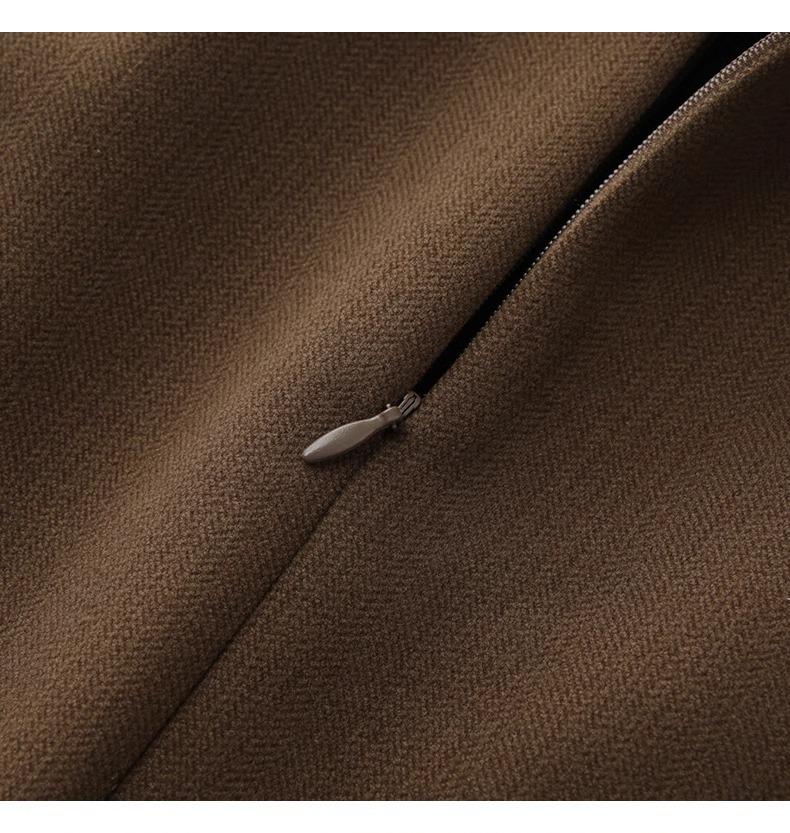 Women's Gray Wool A-line Midi Skirt - High Waist, Slimming, Professional Winter 2024