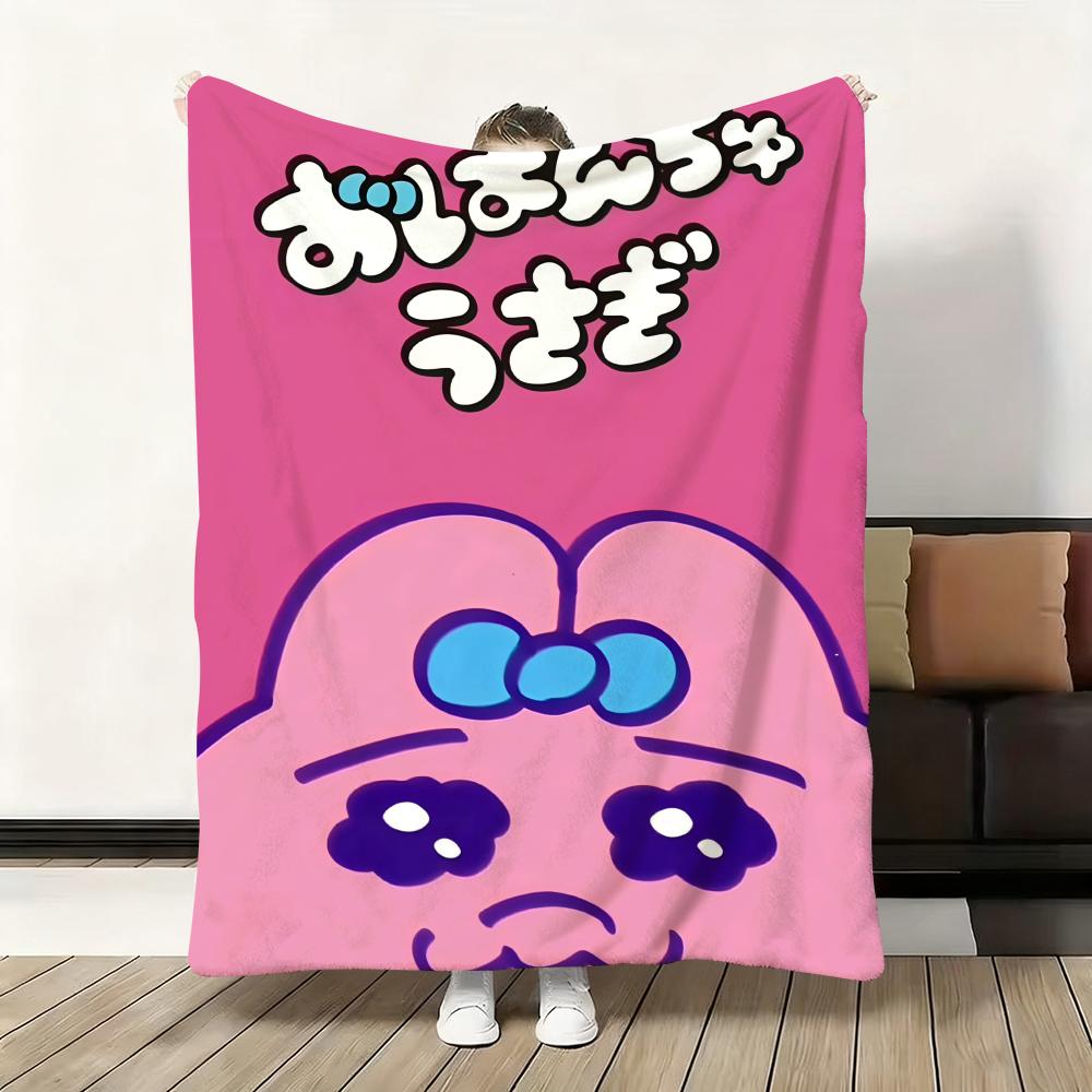 Throw Flannel Fluffy Cute Soft O-Opanchu Blanket Warm Skin-Friendly Bunny Cartoon Throw Usagi For Sofa Bed Office Nap Winter