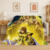 Retro Saint Seiya Anime Cartoon Flannel Blanket Soft Warm Throw Blanket for Bedroom Living Room Bed Travel Camping Picnic Gift