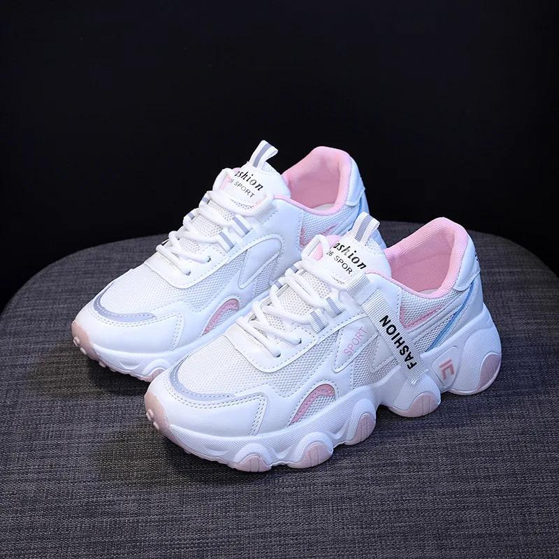 Fashion Spring New Breathable Mesh Dad Shoes Women's Fashion Vulcanized Shoes Thick-soled Student Women's Running Shoes Zapatillas Mujer