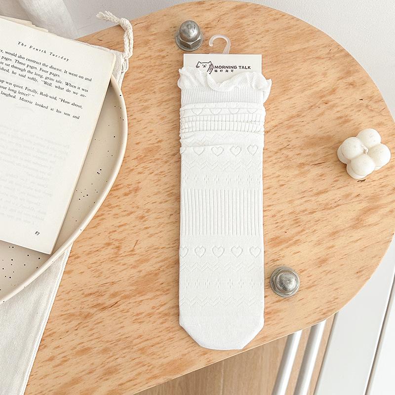 Sock Children s Mesh Breathable Mid-calf Socks, Combed Cotton, Sweat-absorbing and Breathable, Fringed, with No Bones 1 pair