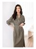2025 Autumn V-neck Waist-Cinching Slimming Shirt Dress for Women