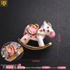 Gold-Plated Enamel Rocking Horse Pendant Bead Accessory
