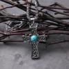 stainless steel Valknut Celtic cross pendant mens viking jewelry with stone and wooden box gift for men