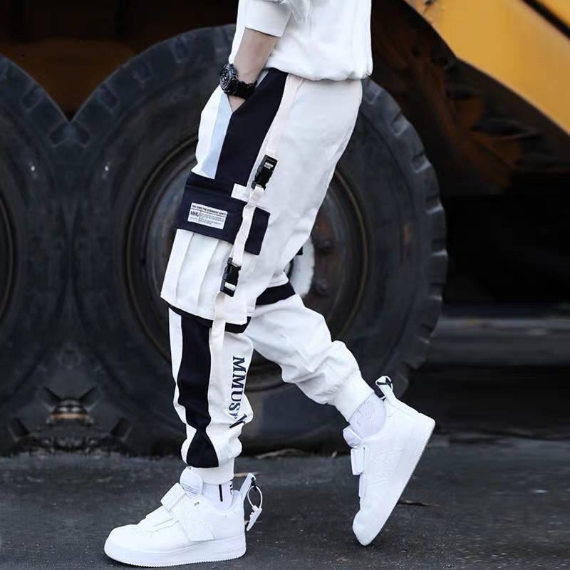 Spring Harem Casual Pants Men Streetwear Ribbons Cotton Slim Fit Fashion Joggers For Boys