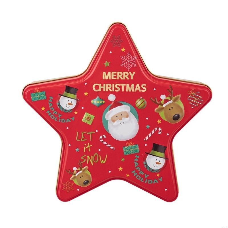 Unique Christmas Tin Star Storage Box Durable Tin Star Candy Storage Box Adds A Touch Of Christmas Spirit To Any Space X3UC