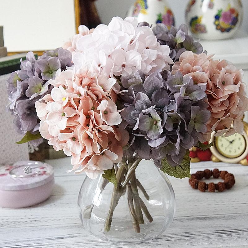 Silk Hydrangea Autumn Vase Home Room Decor Valentine's Day Wedding Bridal Bouquet Wall Setting Artificial Flower Scrapbook Cheap