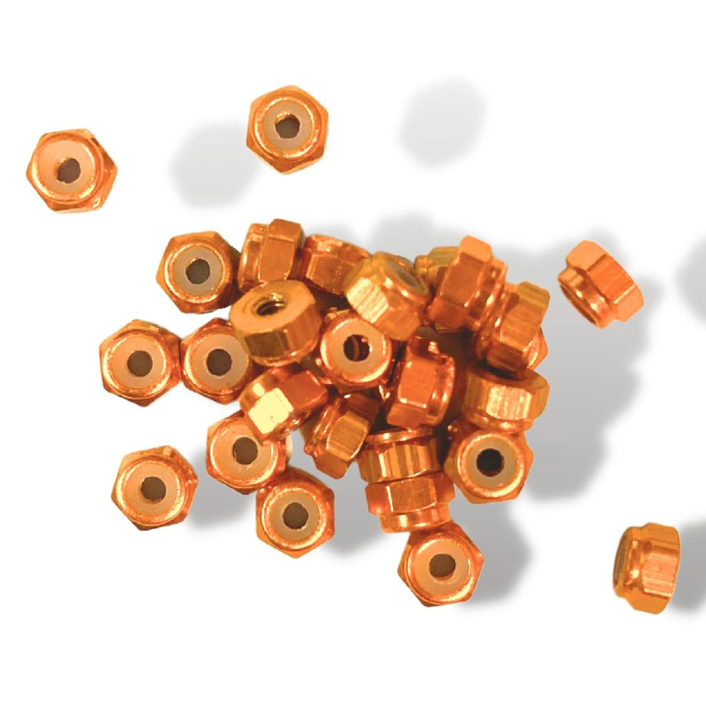 TAGATORON 2mm Aluminium Sicherungsmuttern Aluminiumlegierung M2 Nylonsicherungsmuttern Kompatible Produkte 30 Stück (6. Gold)