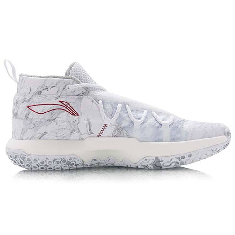 Li Ning Wade Fission 6 Slip Resistant And Abrasion Resistant Coverage Mid Top Basketball Shoes Men's White ABAQ031-2