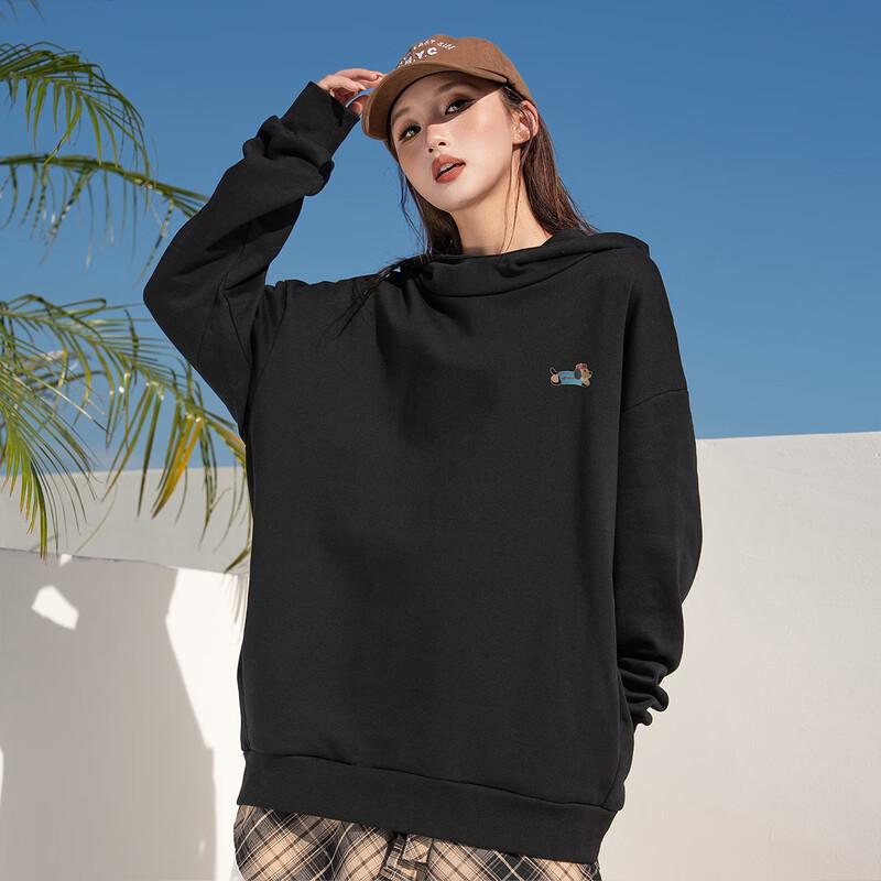 Izzue Women's Retro Dog Print Hooded Sweatshirt