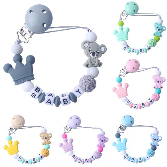 Pacifier Chain Cute Baby Teething Chew Toy Cartoon Koala Beads Soother Chain for Infant