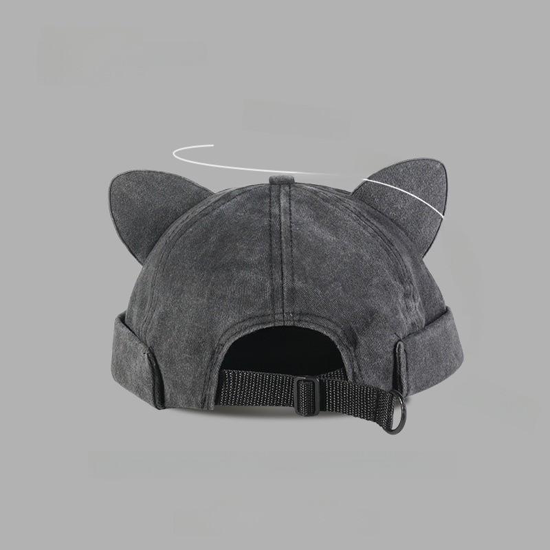 Cute Cat Ear Hat Unisex Cotton Sun Protection Cap With No Brim For Summer And Spring