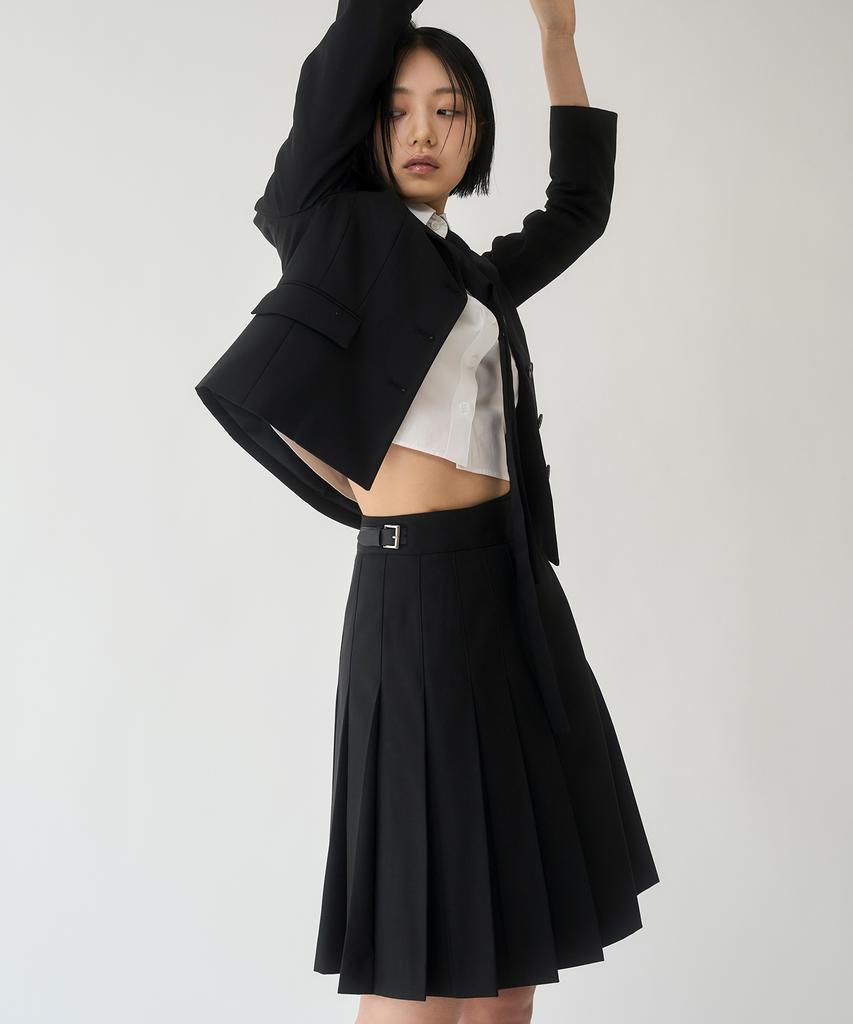 Yusim Pleated Wool Kilt Skirt