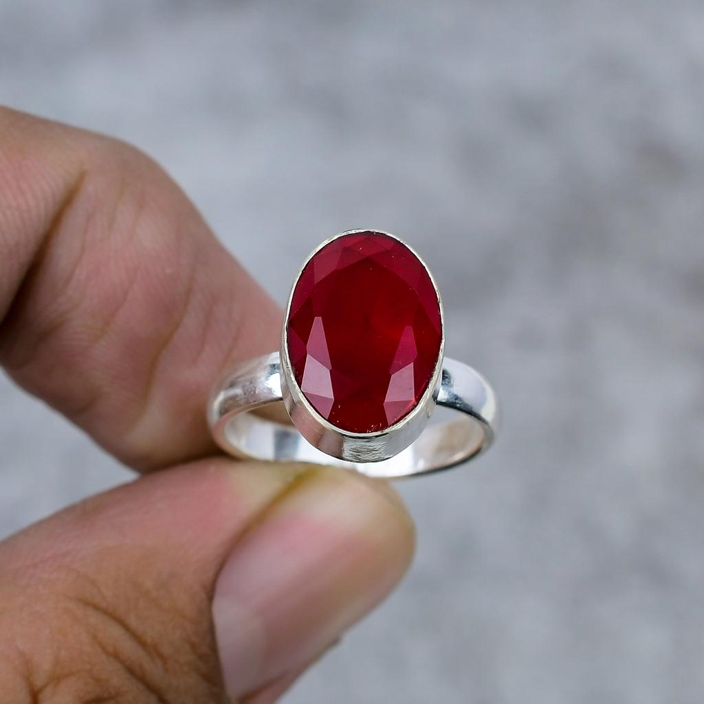 Mozambique Garnet Gemstone Handmade 925 Sterling Silver Jewelry Ring Size 6 M-267