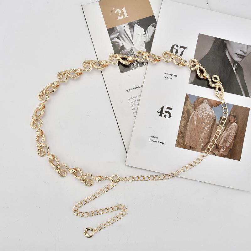 

Европейские и американские аксессуары со знаком Зодиака Змея, поясная цепочка, женский универсальный костюм с юбкой, модная металлическая поясная цепочка для женщин