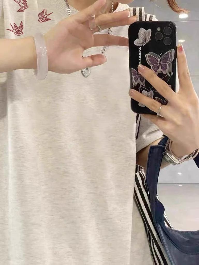 Women's Oversized Retro Print Cotton T-Shirt - Short Sleeve, Trendy Literary Design