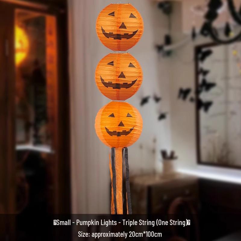 Outdoor Luminous Halloween Pumpkin Paper Lantern Decorations for Kindergartens and Hotels