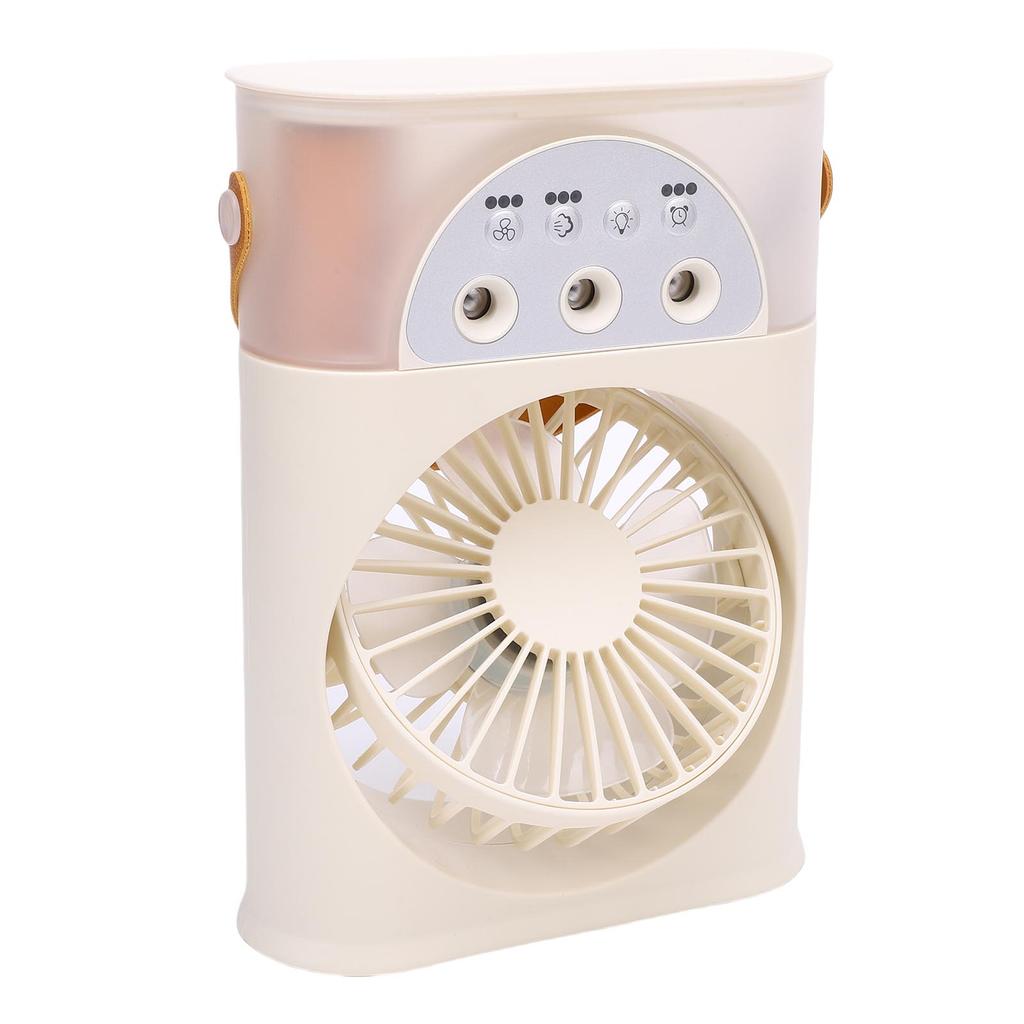 Desktop Cooling Fan USB 3 Holes 3 Speeds Quiet Portable Desktop Air Conditioner with Humidifier Night Light for Home