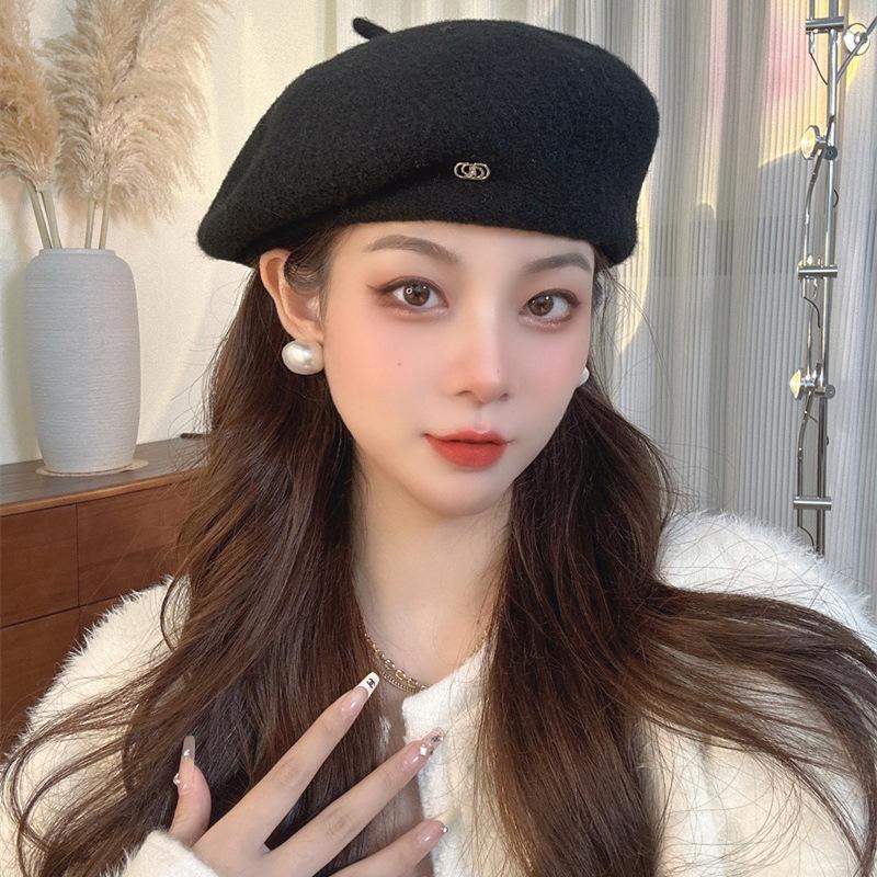 

Капелюх жіночий новий осінь-зима ретро берет темперамент світська леді універсальний обличчя маленький художник капелюх аксесуари чорний