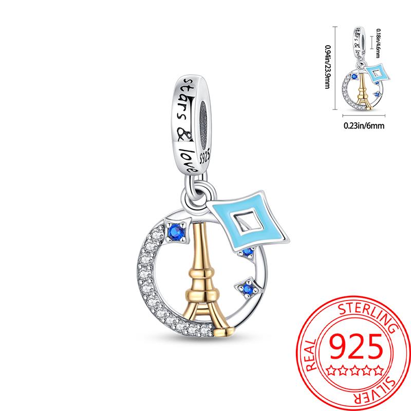 Miedziany Wieża Eiffla Samolot Podróżny Zawieszka Koraliki Pasują do Bransoletki Charm Oryginalnej Dla Kobiet Tworzenie Biżuterii