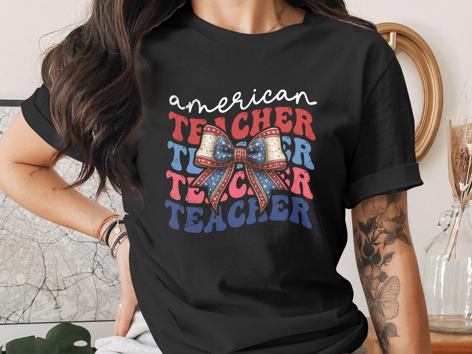 Patriotic Teacher T-Shirt, Retro 4th of July Teacher Gift, Teacher Appreciation Day Shirt, End of Year Educator Tee XL