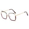 Trendy European & American Style Color-Block Large Frame Women's Glasses - Photochromic Anti-Blue Light.