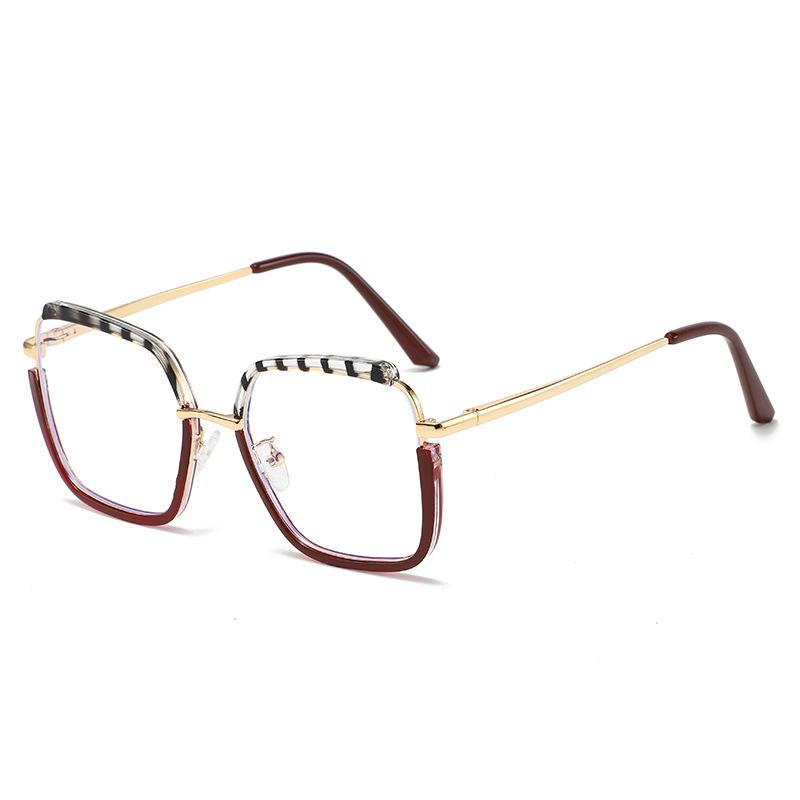 Trendy European & American Style Color-Block Large Frame Women's Glasses - Photochromic Anti-Blue Light.