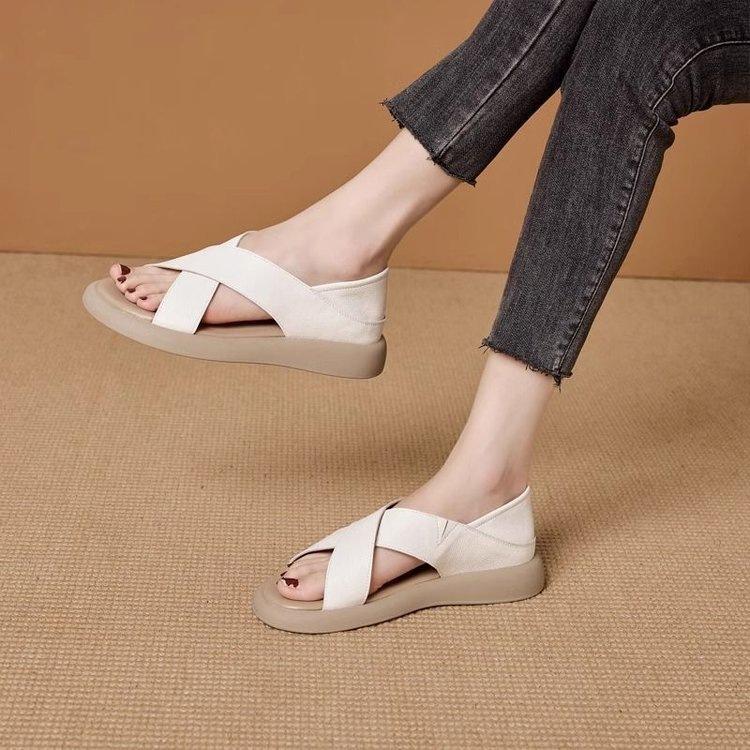 Summer bag heel Roman sandals new soft-soled lazy flat shoes two wear cool slippers