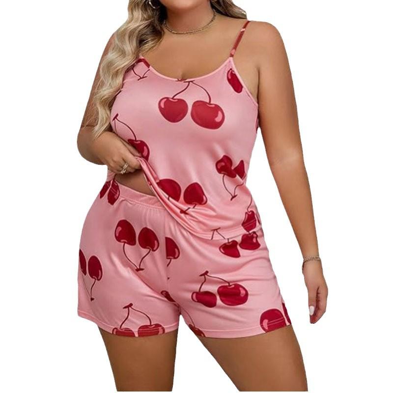 Europäischer & Amerikanischer Stil Übergröße Camisole Set - Extra Großer Druck Sexy Pyjamas für Frauen