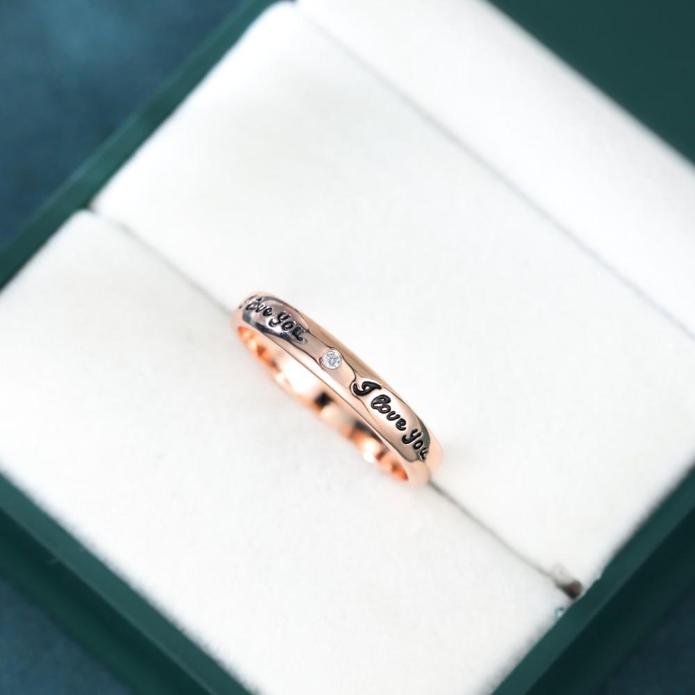 Romantico ti amo lettera Anelli di promessa per le donne Anello nuziale di lusso in oro rosa regalo di gioielli da sposa