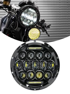 Samman LED Headlight 7-inch Hi/Lo Beam, Three Modes, with DRL, 75W, Compatible with Harley-Davidson, Up To 6500 Lumens, Ultra Bright, IP67 Waterproof,
