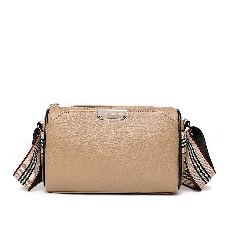Leather Niche Bag, Fashionable Cowhide Small Square Bag, Color-blocking Casual Single-shoulder Crossbody Bag