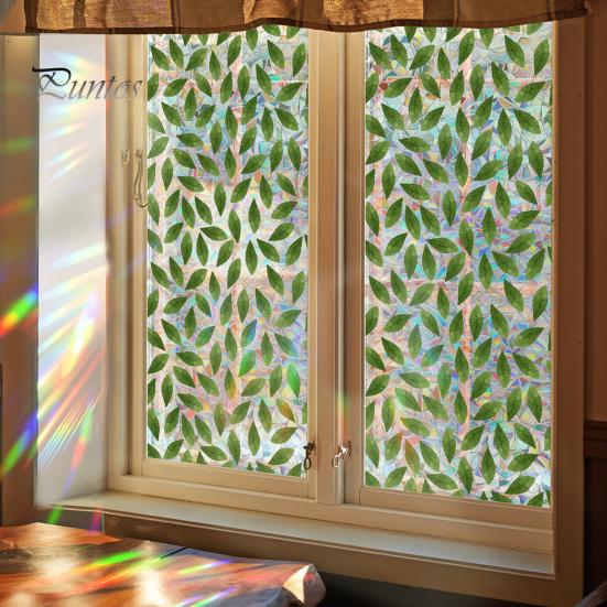 Floral Rainbow Static Sticker Window Privacy Film UV Protection Glass Sticker Non-Adhesive Window Cling for Home Bedroom Living Room Decor