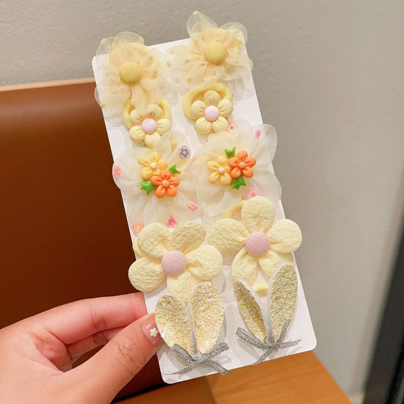 

10 шт./набор Милая детская повязка на голову с цветком, мультяшный бант, сетка с маленькими шариками, детские эластичные резинки, детские резинки для волос, аксессуары Style 3