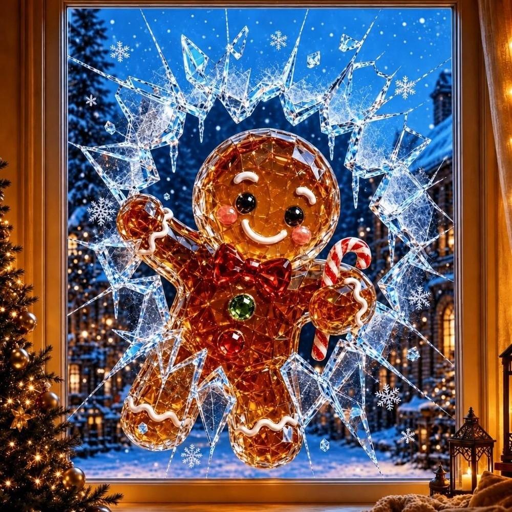 Broken Glass Effect Christmas Window Clings 3D Visual Effect Holiday Window Clings  Holiday Season