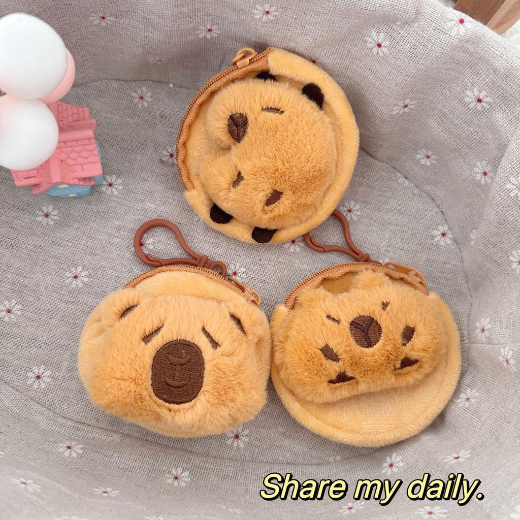 Cute Kapibara Mini Coin Bag Cartoon Furry Capybara Small Pendant Accessories Pendant Round Cake Bag