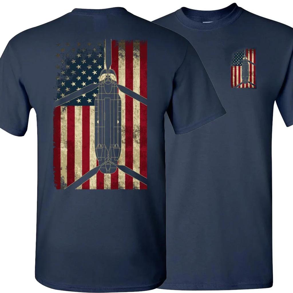 American Flag CH47 Chinook Helicopter TShirt Summer Cotton Short Sleeve ONeck Mens T Shirt New S3XL