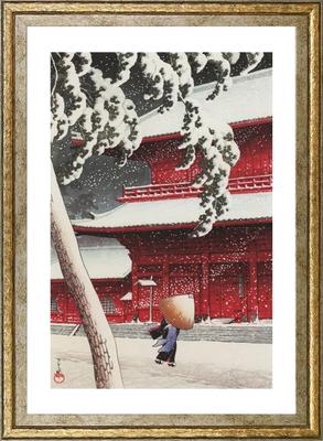 Poster by Kawase Hasui (Twenty Views of Tokyo: Shiba Zojoji Temple) A4 Size, Suitable for Desk or Wall Hanging, Interior Decor, Wallpaper, Painting, a